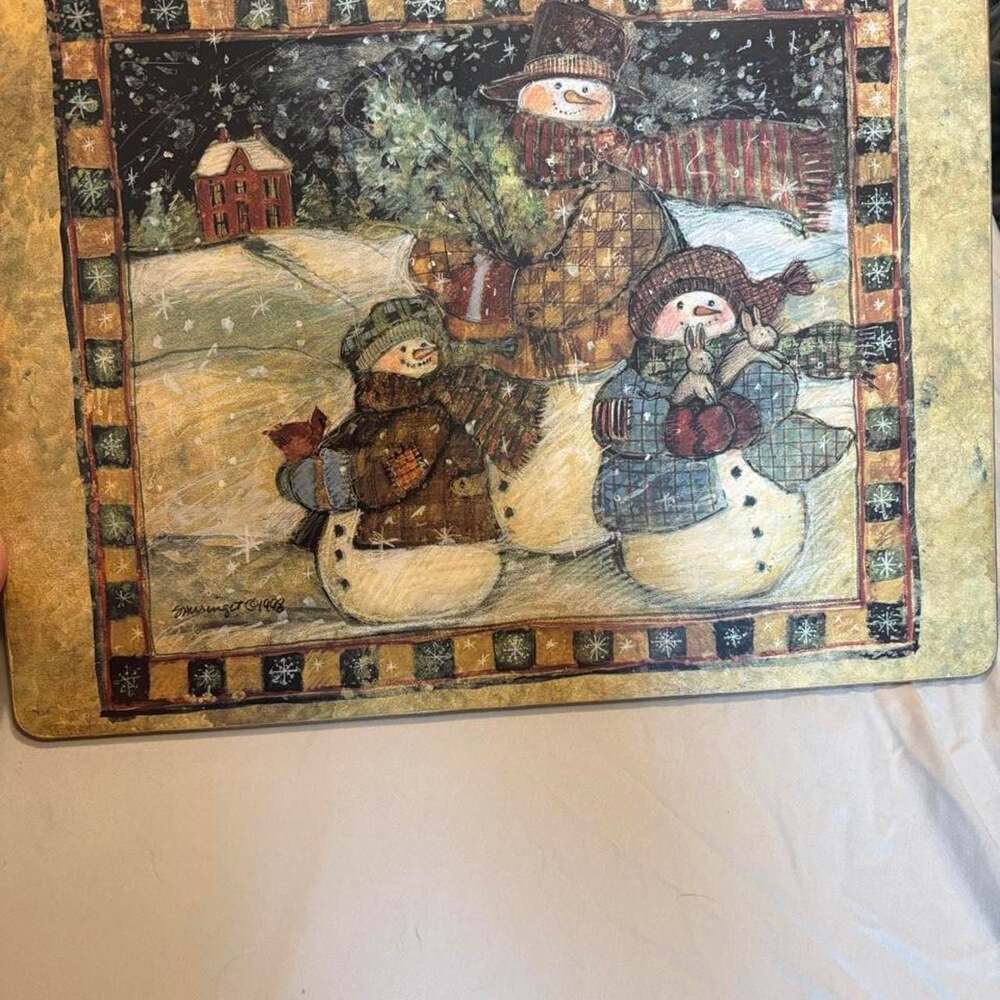 Jill Shingler 1998 Snowmen Christmas Cork-Backed Placemat